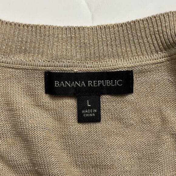 banana republic tan sand minimalist linen knit oversized baggy relaxed tee shirt - Picture 6 of 7